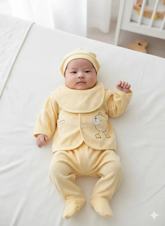 STRIPED BABY BEAR GRAPHIC WARM FLEECE SET – 5PCS - Pyare Bachay