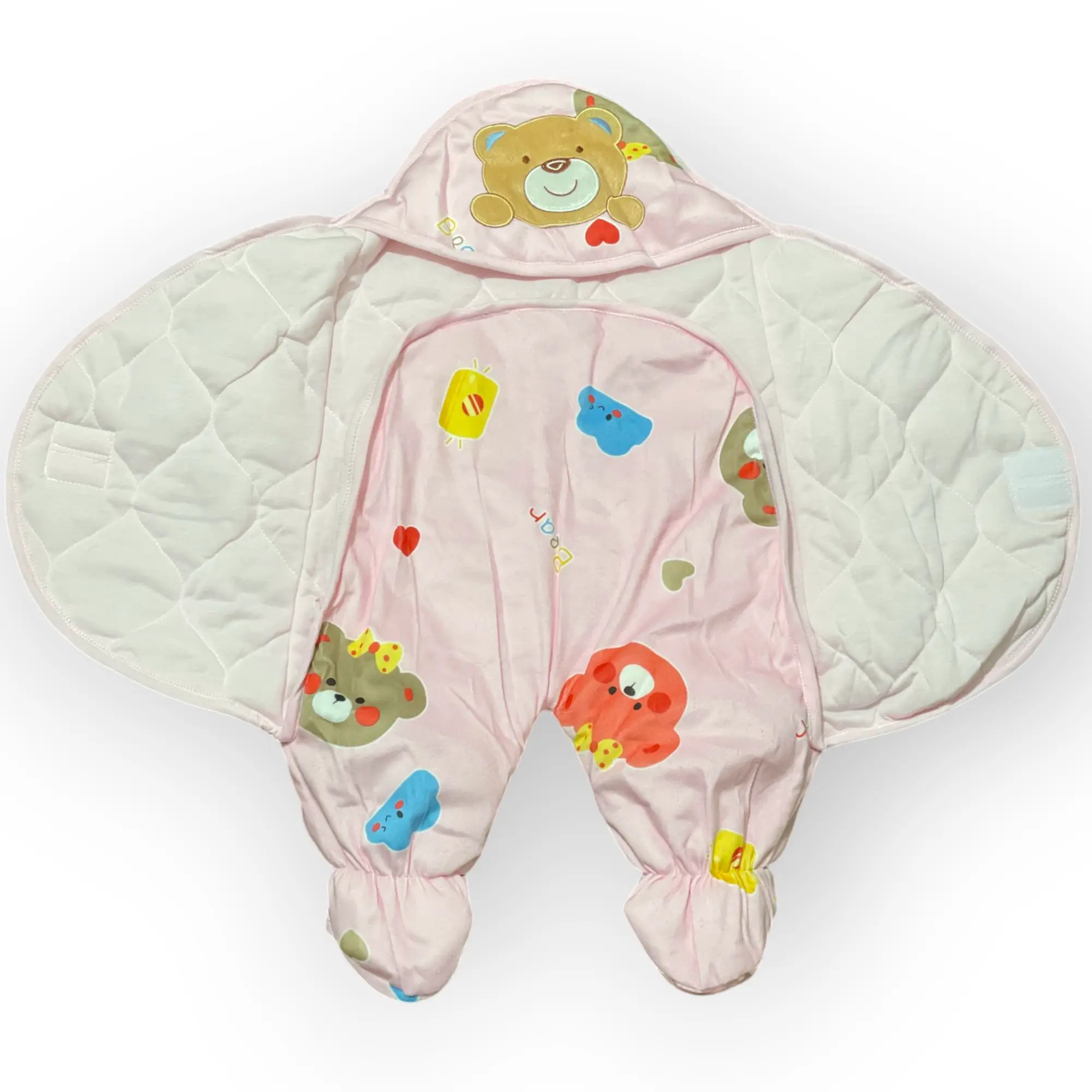 BABY FLEECE SWADDLE BEAR - PINK - Pyare Bachay