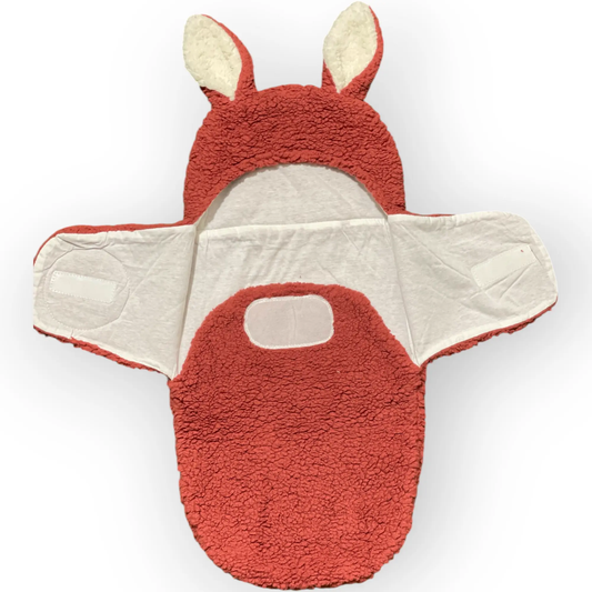 BUNNY HUG BABY WARM PLUSH HOODED SWADDLE WRAP - MAROON - Pyare Bachay