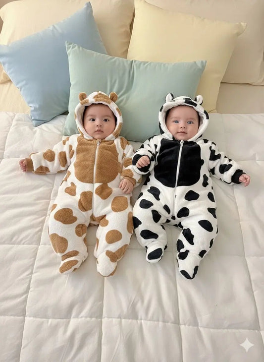 FLUFFY COW PLUSH BABY WARM FLEECE ROMPER - IMPORTED - Pyare Bachay