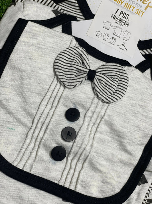 SS-Buttoned Bow Disney NewBorn Starter Set - 7pcs - Pyare Bachay