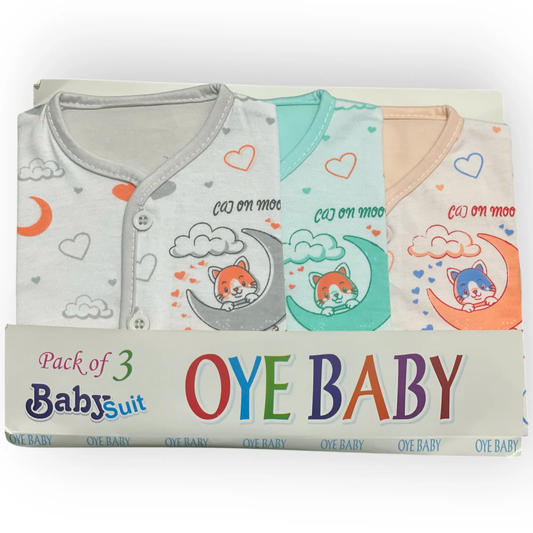 PJS - Pack of 3 Night Moon Pajama Set - 3pcs - Pyare Bachay 