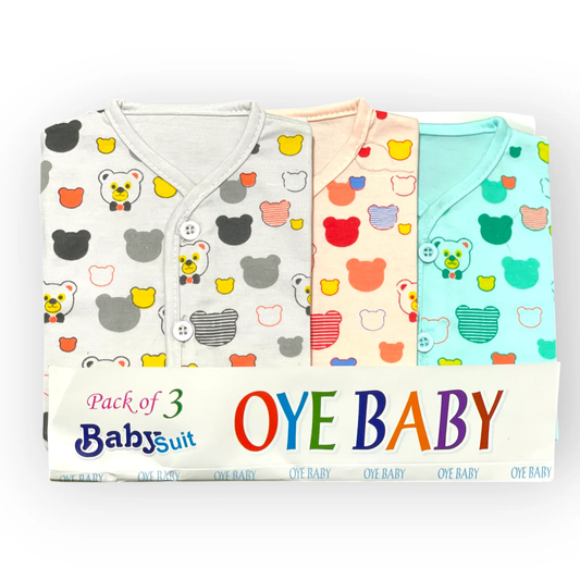 PJS - Pack of 3 Cuddle Bear Baby Pajama Set - 3pcs - Pyare Bachay 