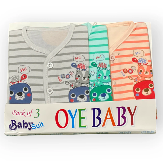 PJS - Pack of 3 Cute Critters Baby Pajama Set - 3pc - Pyare Bachay 