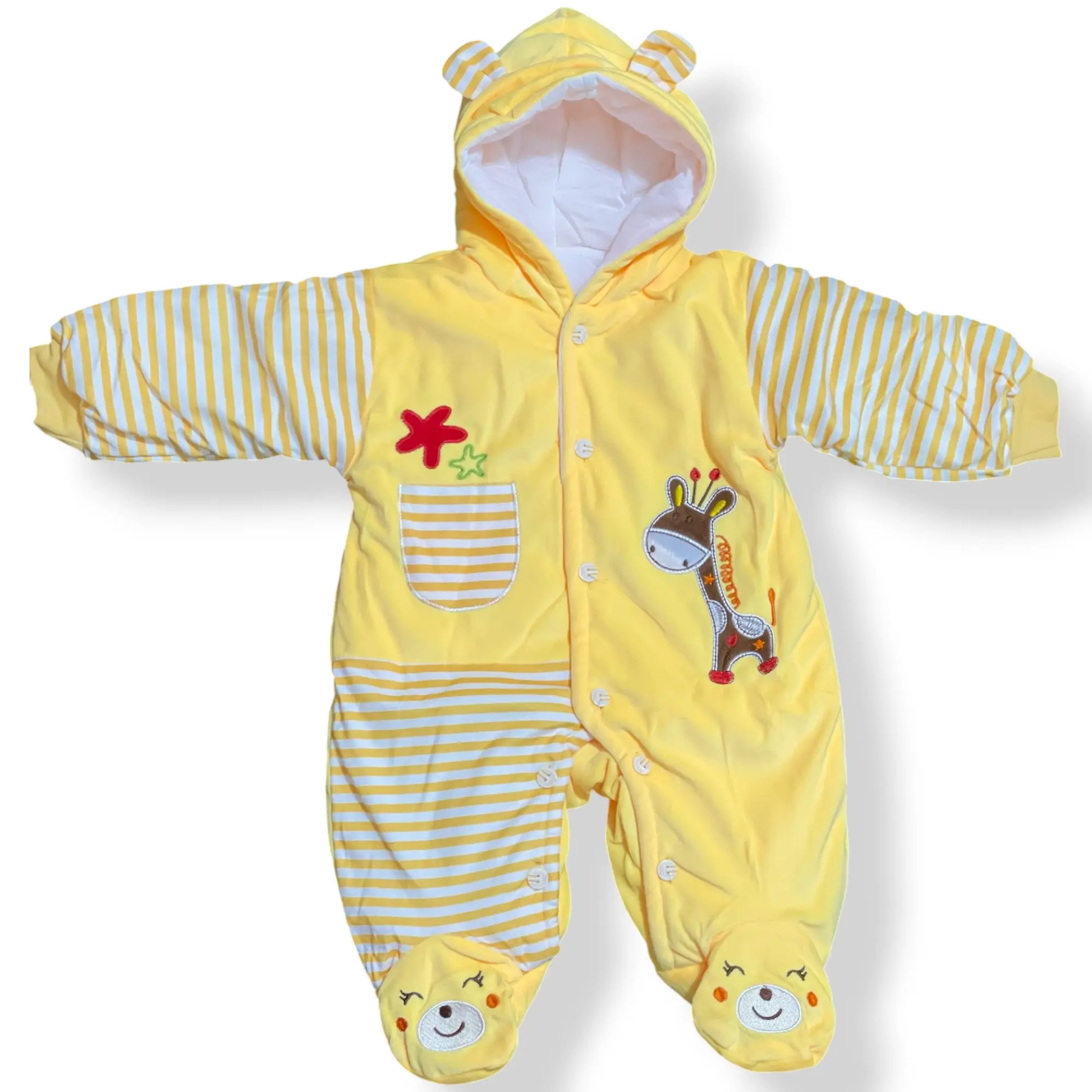 HAPPY GIRAFFE WARM PLUSH HOODED ROMPER - IMPORTED - Pyare Bachay 