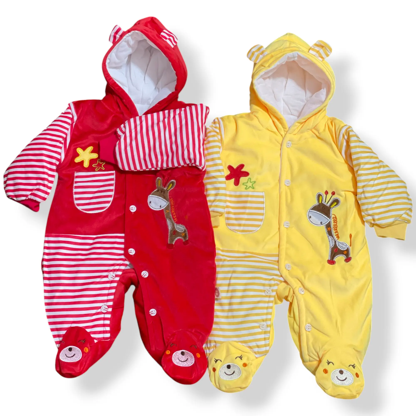 HAPPY GIRAFFE WARM PLUSH HOODED ROMPER - IMPORTED - Pyare Bachay 
