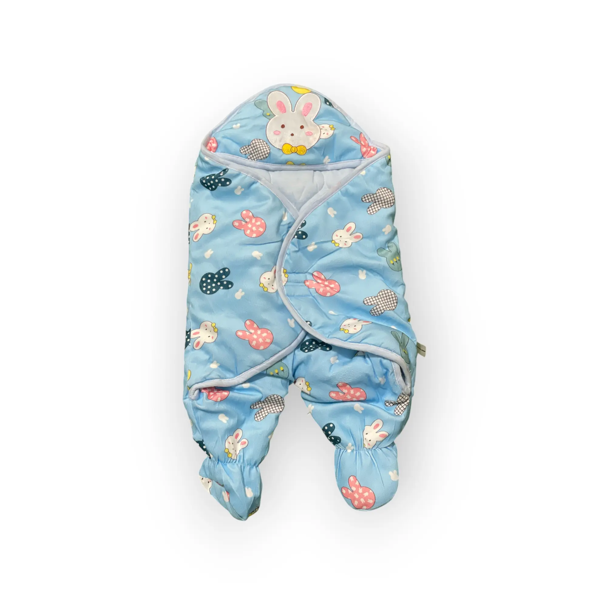 BABY FLEECE SWADDLE RABBIT PRINTED - BLUE - Pyare Bachay 