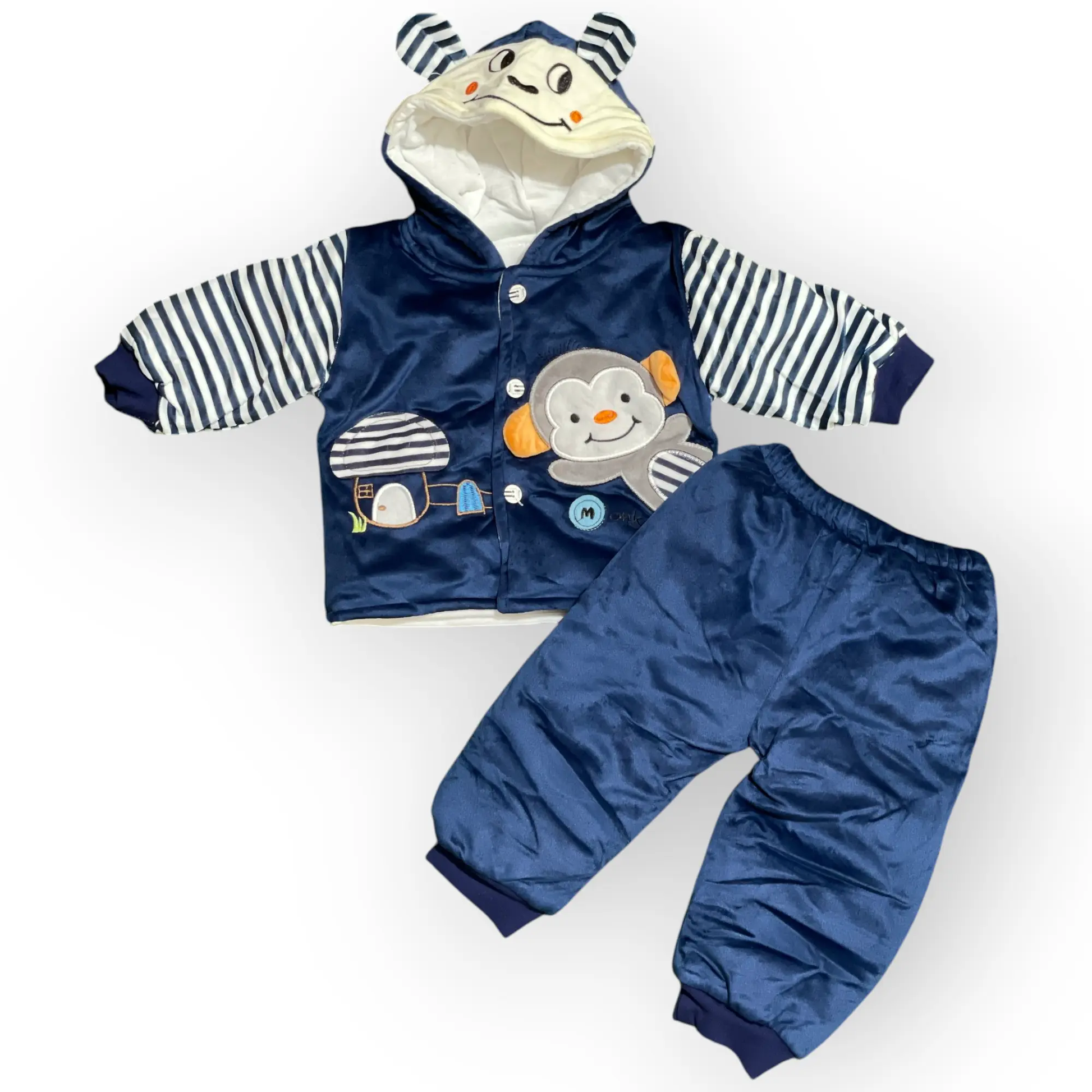 ANIMAL GRAPHIC PLUSH HOODED 2 PC SET - IMPORTED - Pyare Bachay 