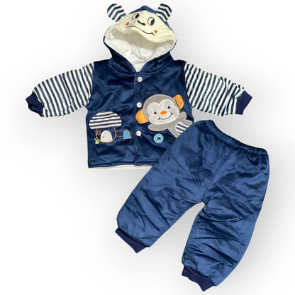 ANIMAL GRAPHIC PLUSH HOODED 2 PC SET - IMPORTED - Pyare Bachay 