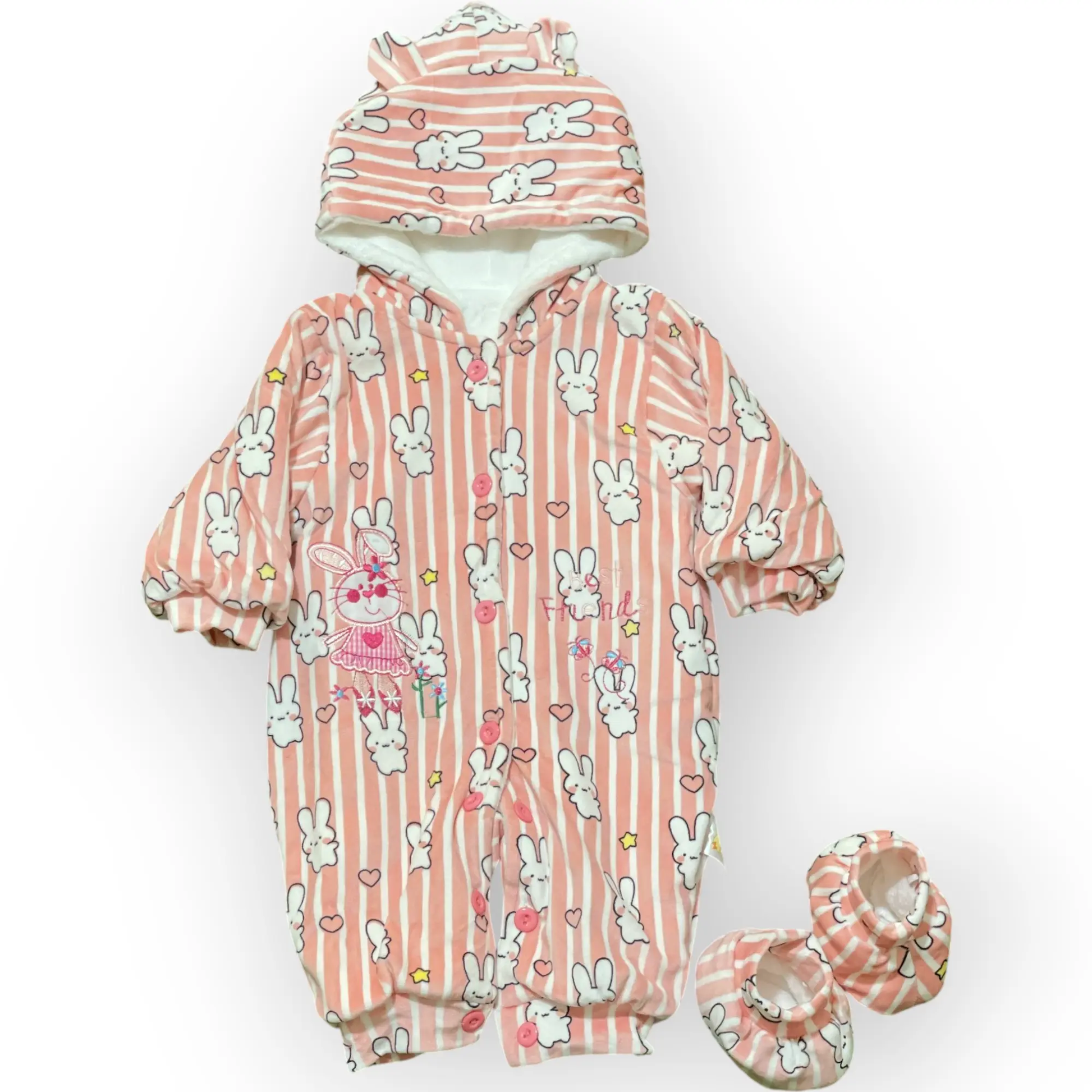 FLUFFY BUNNY PLUSH BABY WARM FLEECE ROMPER - IMPORTED - Pyare Bachay 