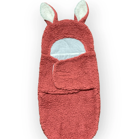 BUNNY HUG BABY WARM PLUSH HOODED SWADDLE WRAP - MAROON - Pyare Bachay 