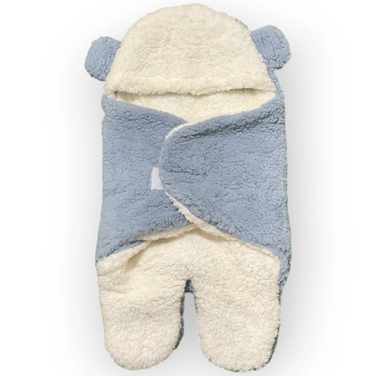 CUDDLECUB BABY WARM PLUSH HOODED SWADDLE WRAP - GREY - Pyare Bachay 
