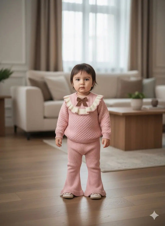 BABY GIRL RUFFLE KNITTED SWEATER DRESS - IMPORTED - Pyare Bachay 