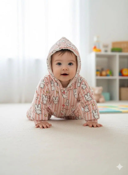 FLUFFY BUNNY PLUSH BABY WARM FLEECE ROMPER - IMPORTED - Pyare Bachay 