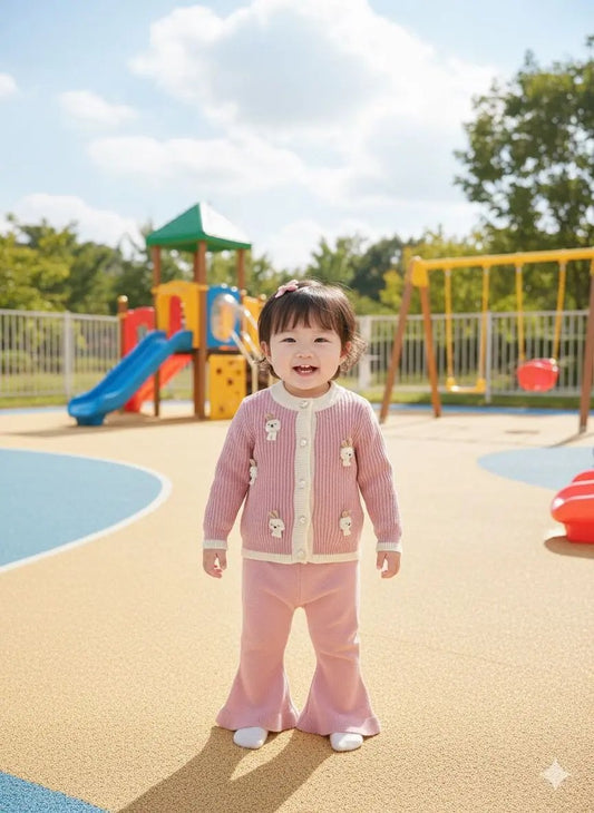 COZY 3D BUNNY WOOLEN CARDIGAN BABY GIRL - IMPORTED - Pyare Bachay 