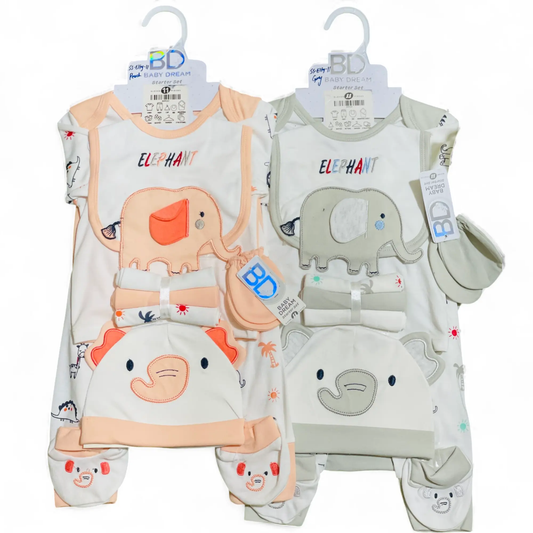 SS- 3D Elephant Baby Dream Newborn Starter Set - 11 pcs - Pyare Bachay 