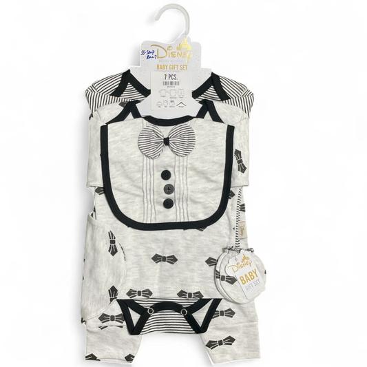 SS-Buttoned Bow Disney NewBorn Starter Set - 7pcs - Pyare Bachay 